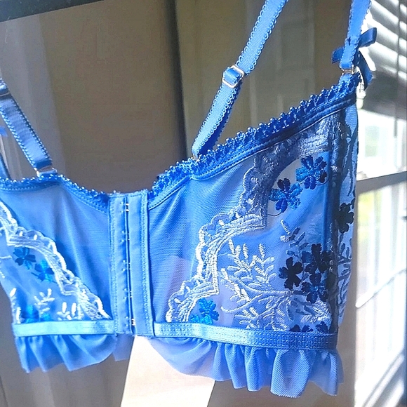 Dolls Kill NWT Small Underbust Corset Top Mesh Floral Embroidered Small - Picture 4 of 4